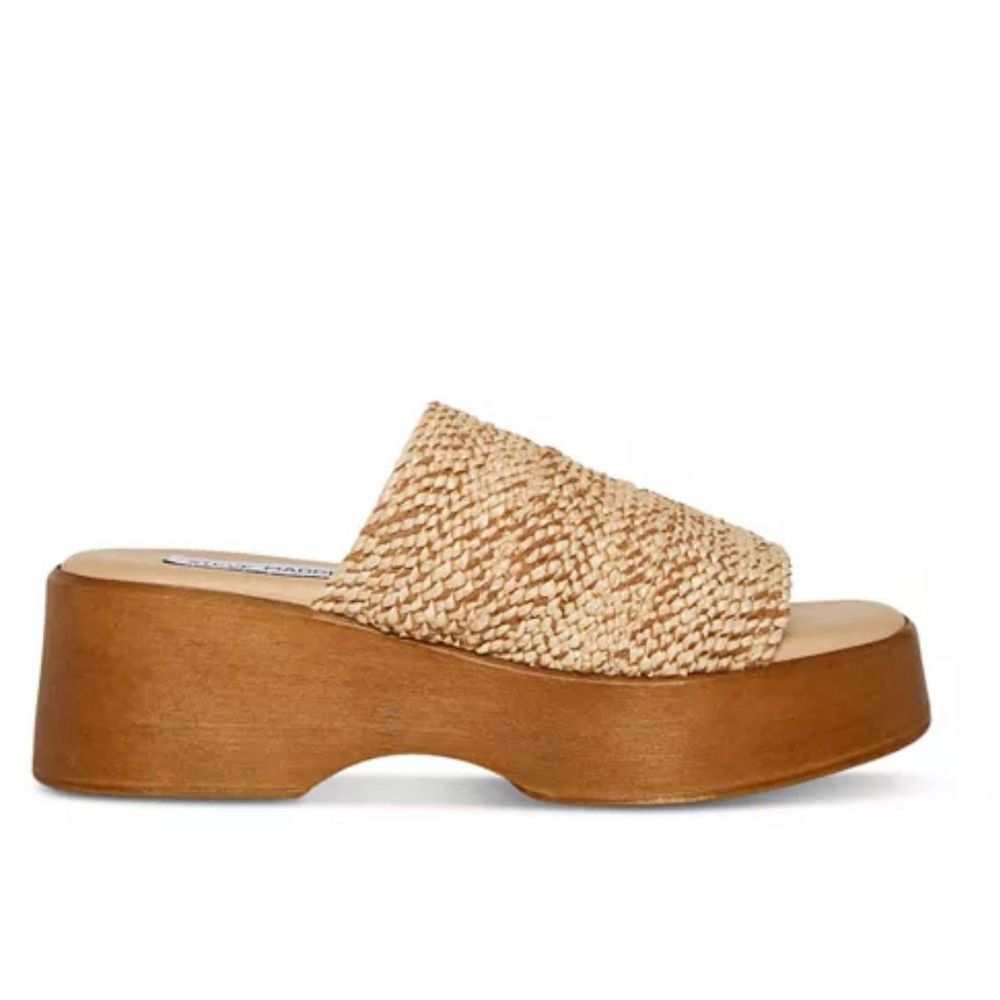 Steve Madden Platform Sandals Womens Size 8.5 Raffia Slides Y2K